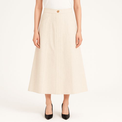 Falda de lino ivory sólido