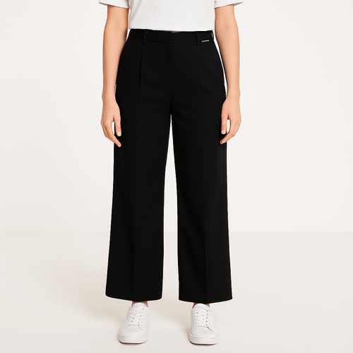 Wide leg pantalón negro sólido