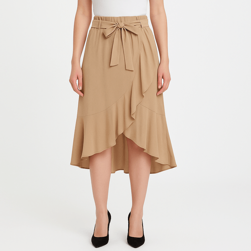 Falda escalonada taupe con textura