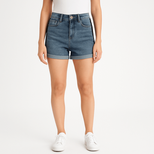 Short denim sólido para mujer