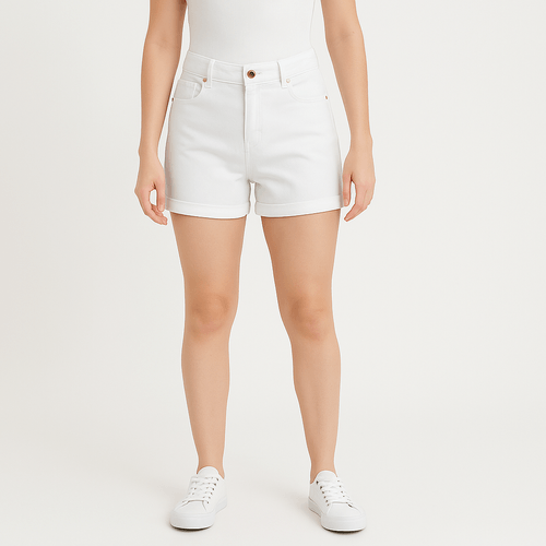Short twill blanco para mujer