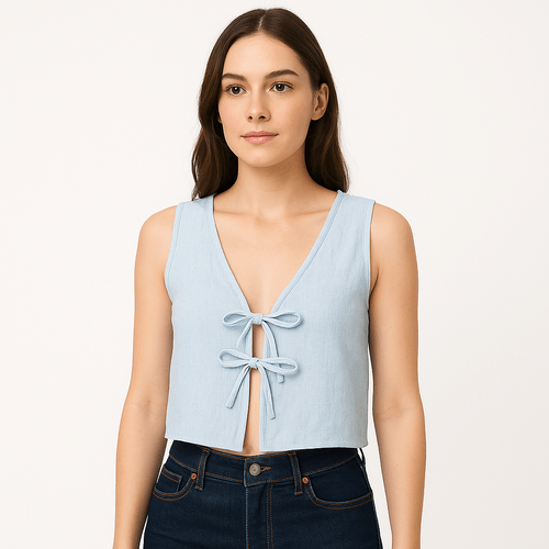 Blusa celeste sólido para mujer