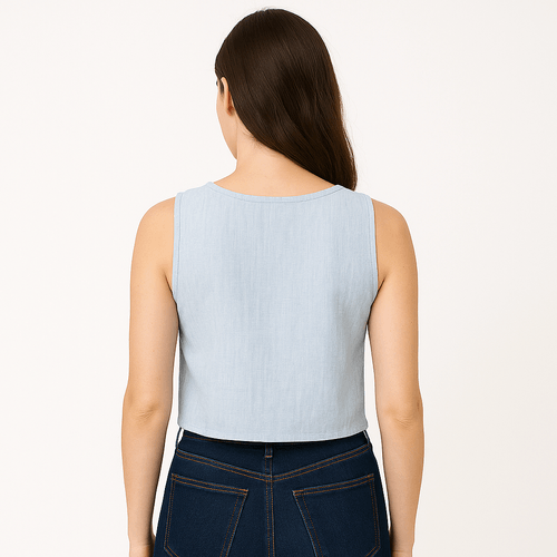 Blusa celeste sólido para mujer