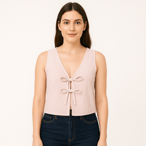Blusa rosa sólido para mujer