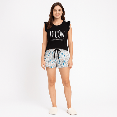 Pijama bicolor con short para mujer