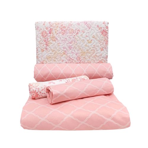 Set de cubrecama Twin rosa estampado de 5 piezas