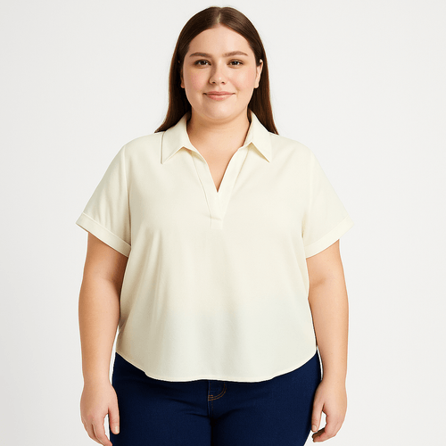 Blusa curvy ivory para mujer