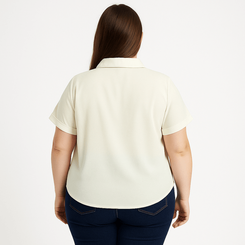 Blusa curvy ivory para mujer
