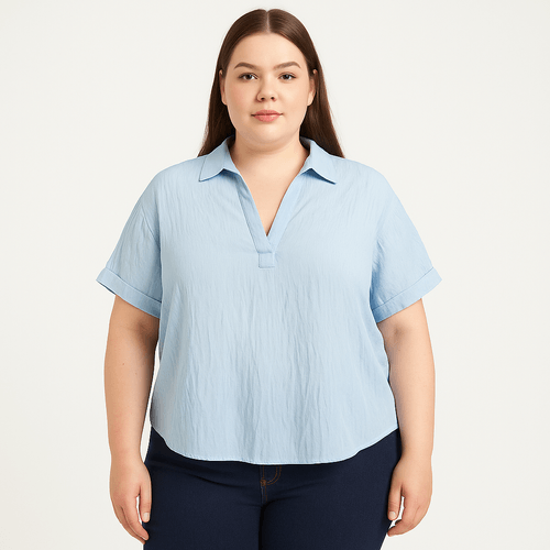 Blusa curvy celeste para mujer