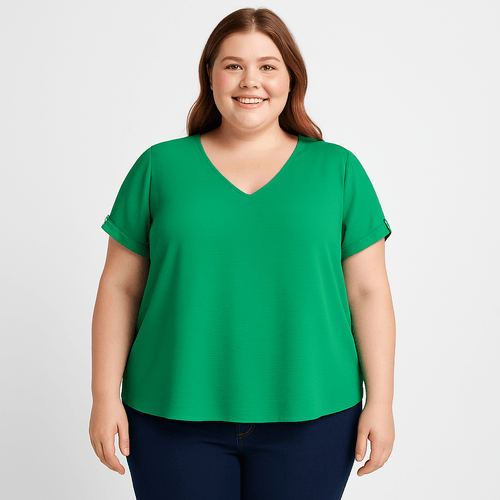 Blusa sólida curvy para mujer