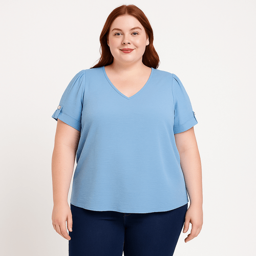 Blusa sólida curvy para mujer