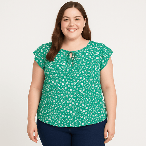 Blusa verde estampada para mujer