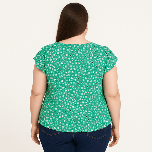 Blusa verde estampada para mujer