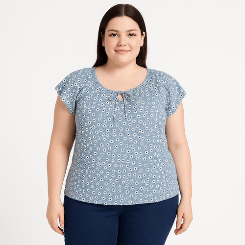 Blusa celeste estampada para mujer