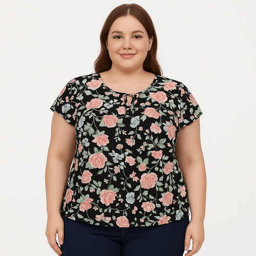 Blusa estampada negra para mujer