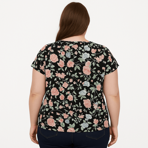 Blusa estampada negra para mujer