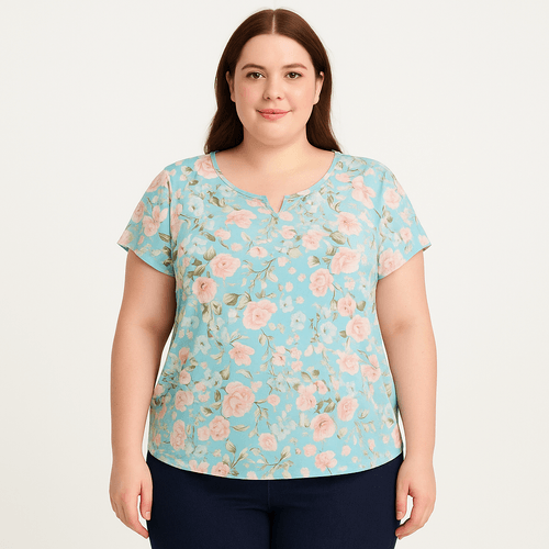 Blusa estampada celeste para mujer