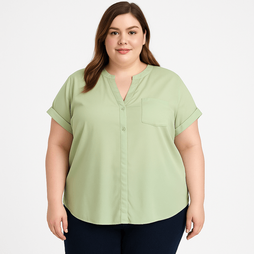 Blusa verde sólida para mujer