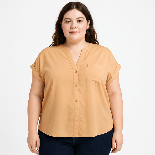Blusa salmón sólida para mujer
