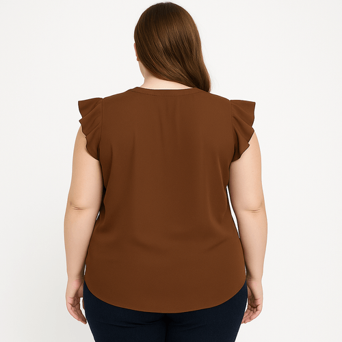 Blusa café sólida para mujer