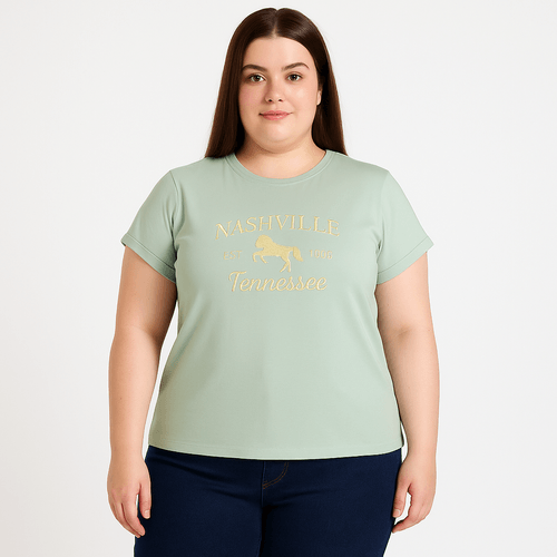 Camiseta curvy estampada para mujer