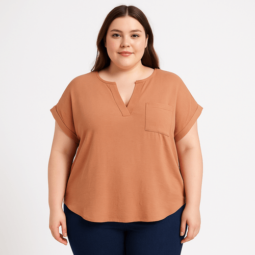 Blusa curvy con textura para mujer