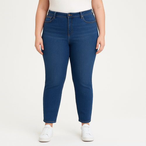 Straight jeans curvy azul para mujer