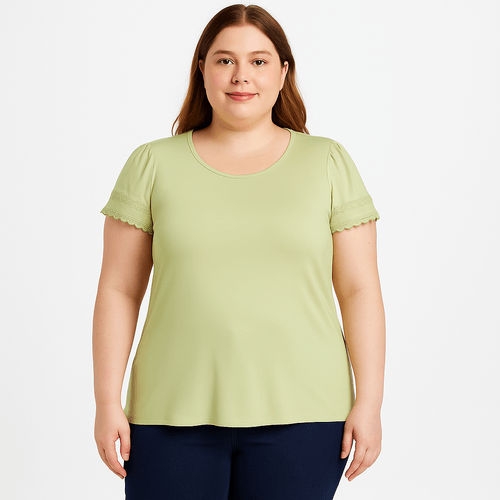 Blusa curvy verde sólida para mujer