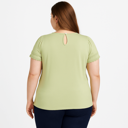 Blusa curvy verde sólida para mujer