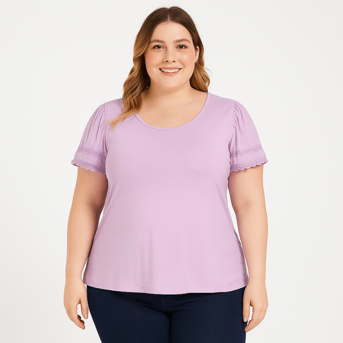 Blusa curvy lila sólida para mujer