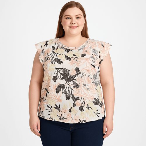 Blusa curvy salmón estampado para mujer