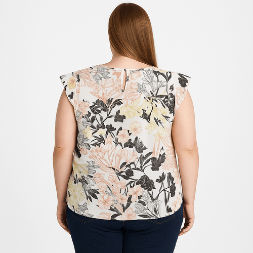 Blusa curvy salmón estampado para mujer