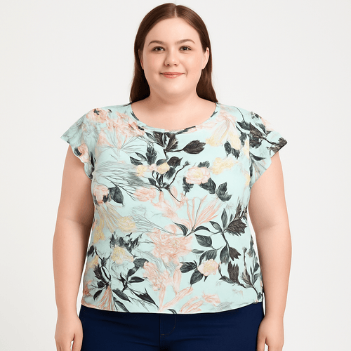 Blusa curvy multicolor estampada para mujer