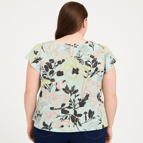 Blusa curvy multicolor estampada para mujer