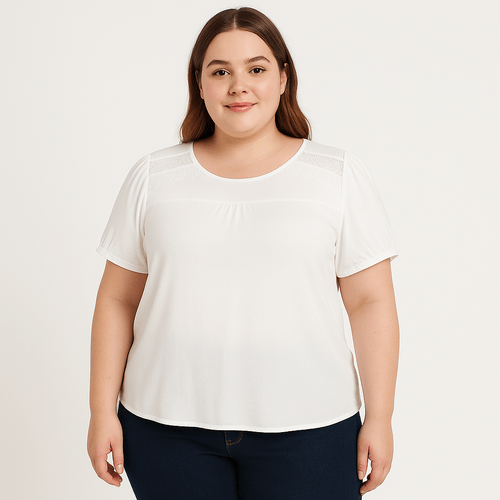 Blusa curvy blanca sólida para mujer