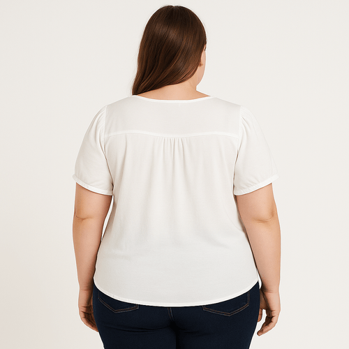 Blusa curvy blanca sólida para mujer