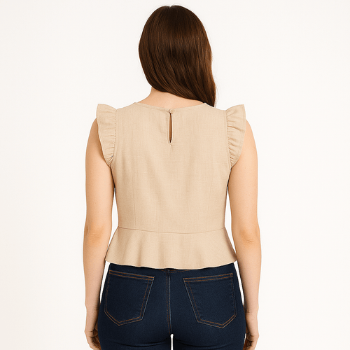 Blusa beige sólida para mujer