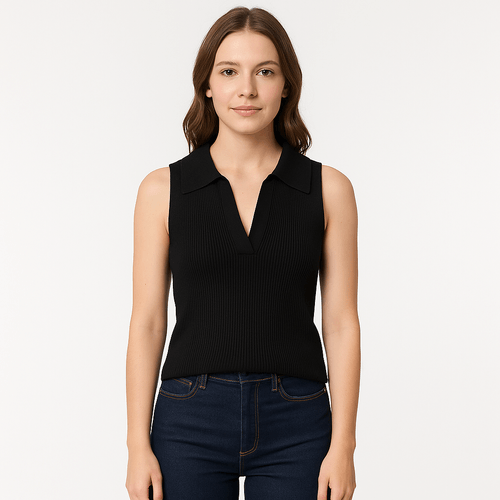 Tank top con textura negra para mujer