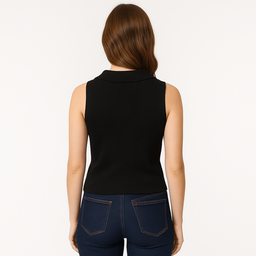 Tank top con textura negra para mujer
