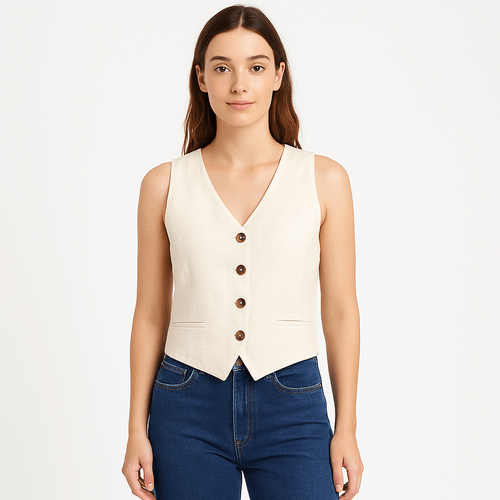 Blusa ivory sólido para mujer