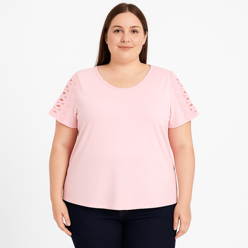 Blusa curvy rosa sólida para mujer