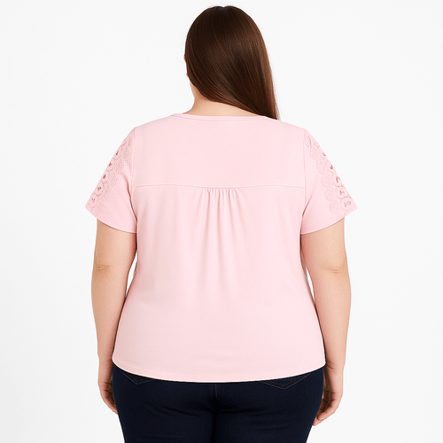 Blusa curvy rosa sólida para mujer