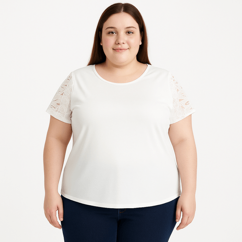 Blusa curvy blanca sólida para mujer
