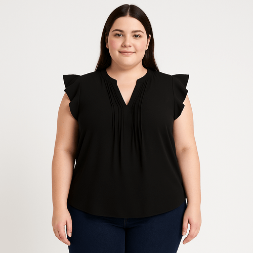 Blusa negra sólida para mujer