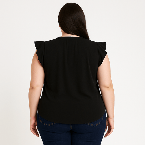 Blusa negra sólida para mujer