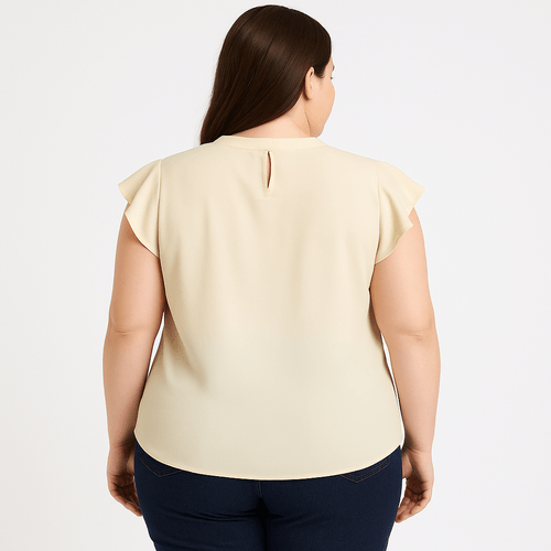 Blusa beige sólida para mujer