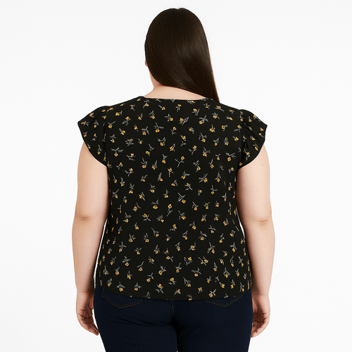 Blusa negra estampada para mujer