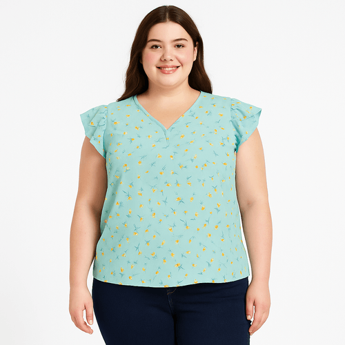 Blusa celeste estampada para mujer