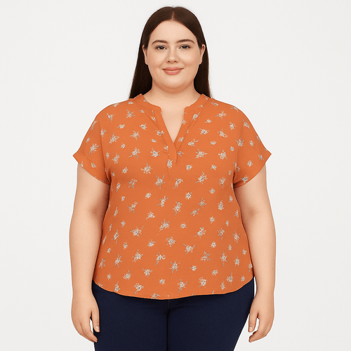 Blusa estampada coral para mujer