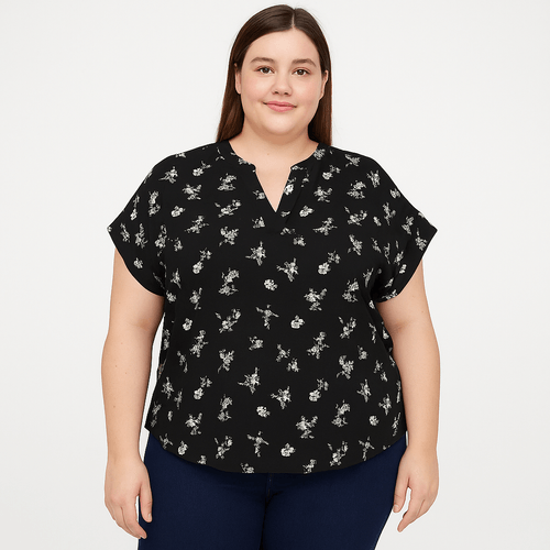 Blusa negra estampada para mujer